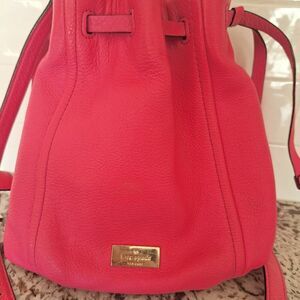 Kate Spade Highland Place PINK Katie Bucket Crossbody Shoulder Bag Soft Leather